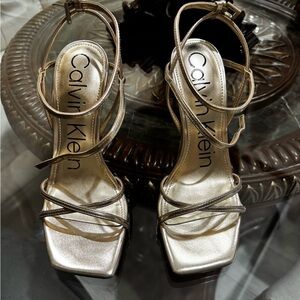 Calvin Klein Metallic Strappy Heels